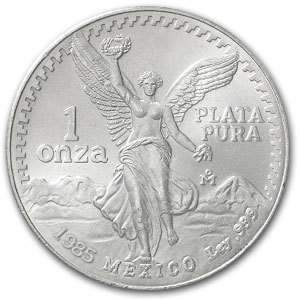 1985 .999 Silver Mexican Libertad Bullion Round Coin UC  