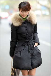 2011 New style womens 90% duck down big fur winter long coat jacket 