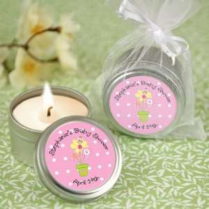 Baby Girl is Blooming Caucasian   Personalized Candle Tin Baby Shower 