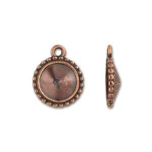   Antique Copper 12mm Beaded Rivoli Setting Charm Arts, Crafts & Sewing