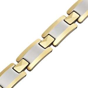  RnB Solid Tungsten Mens Link Bracelet Gold & Silver: Jewelry