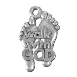   Silver Walk with God Feet Pewter Charn: Arts, Crafts & Sewing
