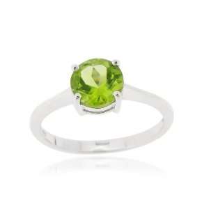  Sterling Silver Peridot Solitaire Round Ring Jewelry