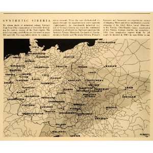  1943 Print Map Siberia Poland Germany Budapest Empire 