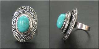 NEW IN TIBET STYLE TIBETAN SILVER TURQUOISE RING  
