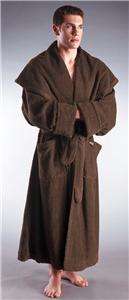 Mens Hooded Long Terry Cotton Monk Bathrobe Robe  