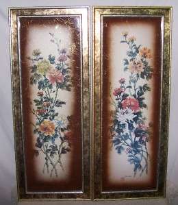 Pair Of Awesome Oriental Floral Wall Pictures Ho Chu  