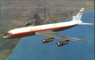 Iberia Airplane Ad Douglas DC 8 Turbofan Postcard  