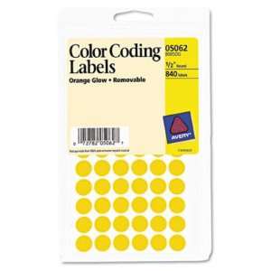  Self Adhesive Removable Labels   1/2in dia, Neon Orange 