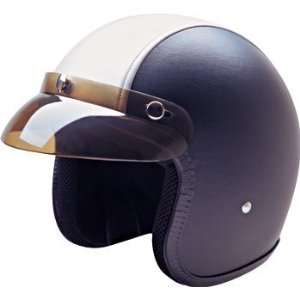  HCI Black/Silver Soft Touch Leather Motorcycle Helmet 