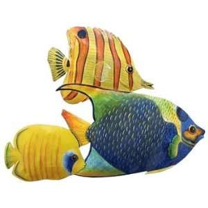 Tropical Fish Hand Painted Metal Wall Hanging   Handcrafted Tropical 