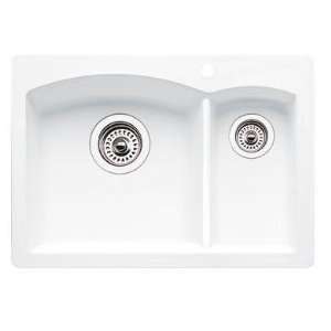    511 661 Bar Sink Double Bowl Composite Self Rimming Two Hole White