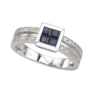   . Diamond with 3/8 ct. Square Shaped Sapphire Ring: Katarina: Jewelry