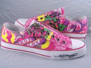 Womens Ed Hardy Fuschia Pink True Love Shoes Sneakers  