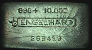 Engelhard 10 Troy Ounce 999+ Silver Rough Pour Loaf  