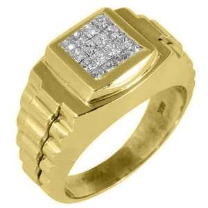  Mens Invisible Rolex Ring 18kt Yellow Gold Princess Square 