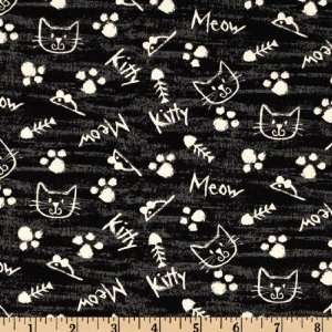   44 Wide Catnip Meow Black Fabric By The Yard: Arts, Crafts & Sewing
