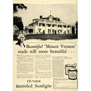  1929 Ad George Washington Mount Vernon Mansion Barreled 