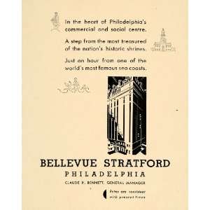  1932 Ad Bellevue Stratford Hotel Building Luxury Lodging 