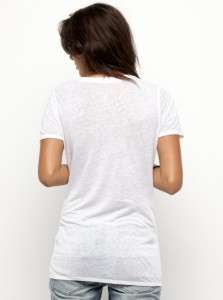 New Roxy Marker white Burnout V neck girls Tee T shirt top L  