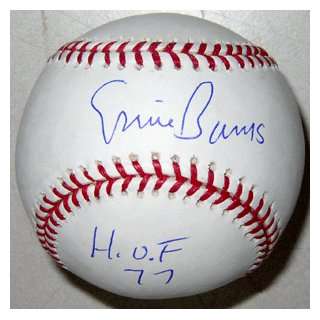  Autographed Ernie Banks Baseball   HOF Logo wHOF 77 