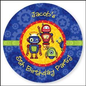   Robots   24 Round Personalized Birthday Party Sticker Labels: Office