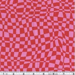  45 Wide Kool Kats Checker Pink/Red Fabric By The Yard 