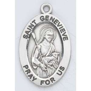   Medal Necklace Patron Saint St. Genevieve with 18 Chain in Gift Box