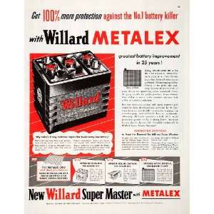  1951 Ad Willard Super Master Car Battery Metalex Electric 