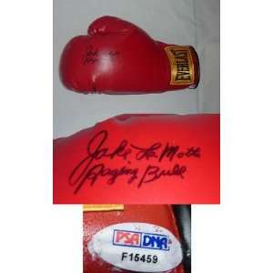 Jake LaMotta Signed Boxing Glove Raging Bull PSA COA   Autographed 