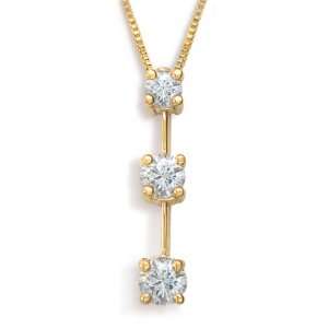   50CT 3 Round Diamond Drop Pendant Gold and Diamond Source Jewelry