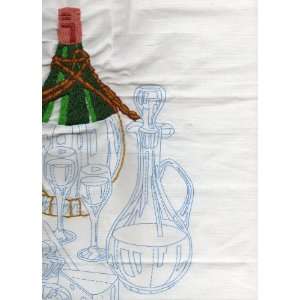 Unfinished Caron Embroidery Pattern, #6356, WINE AND CHEESE, 1977, and 
