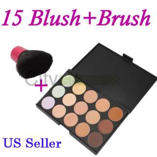 Pro 15 Concealer Camouflage Makeup Palette + Rose Red Pro Powder Blush 