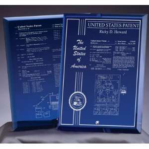  Blue Glass Desk Patent Plaque