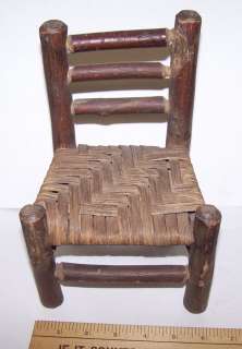 Antique Unmarked OLD HICKORY Doll / Sample Primitive Chair  