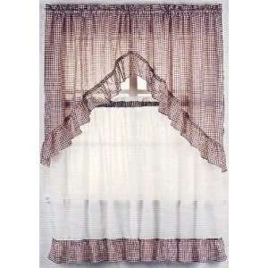  Checkered Kitchen Curtain SET Swag and Tiers 60x72 