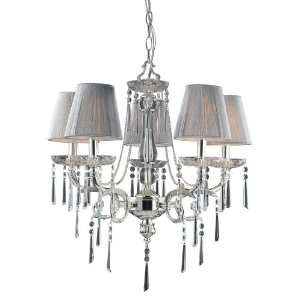  5 Light Chandelier In Polished Silver And Iced Glass