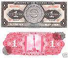 Mexico $ 1 Peso Stone Azteca 10 XI  1954 UNC Scan Note