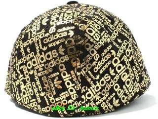 ADIDAS MONOGRAM CAP Black Gold baseball trefoil hip hop new  