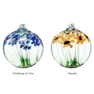  Art Glass   BLOSSOM THANKS ORNAMENT   WITCH BALL   Old English 