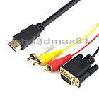 5M 5ft Gold Plated HDMI Male to 1080p VGA 3 RCA Adapter Cable Cord 