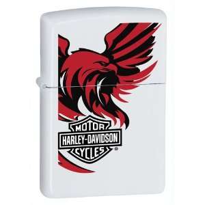  Harleydavidson Red Eagle Hd Logo White Matte Zippo Lighter 