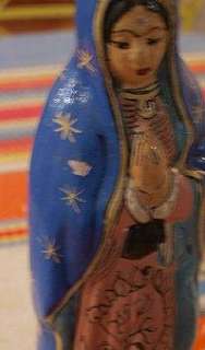Lovely Mexican Pottery MADONNA w Stopper Holy Water Tlaquepaque  