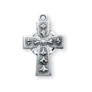  Medium Celtic Cross w/18 Chain   Boxed St Sterling Silver 