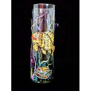  Fantasy Fish Design   Hand Painted   Large Glass Cylinder 