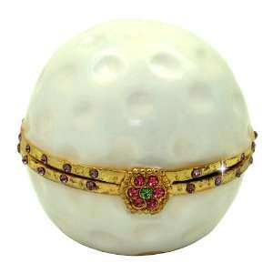   Dimples Vintage Golfball Handmade Jeweled Metal & Enamel Trinket Box
