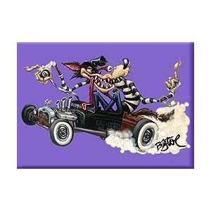  Artist BigToe Outlaw Wolf Hot Rod Fridge Magnet Image 