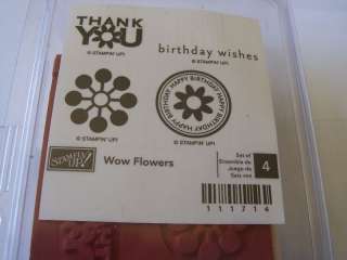 STAMPIN UP   rubber stamps WOW FLOWERS BDAY THANK YOU  