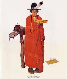 Norman Rockwell Native American Print SEE AMERICA FIRST  