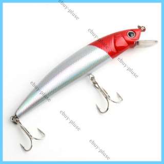 90mm/9g Float Silver Red Fishing Lure Minnow Rattling Bass 3D Eyes 